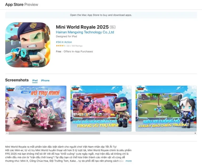 Phát hiện một tựa game bắn súng thú vị Mini World Royale 2025 giống Avatar Star