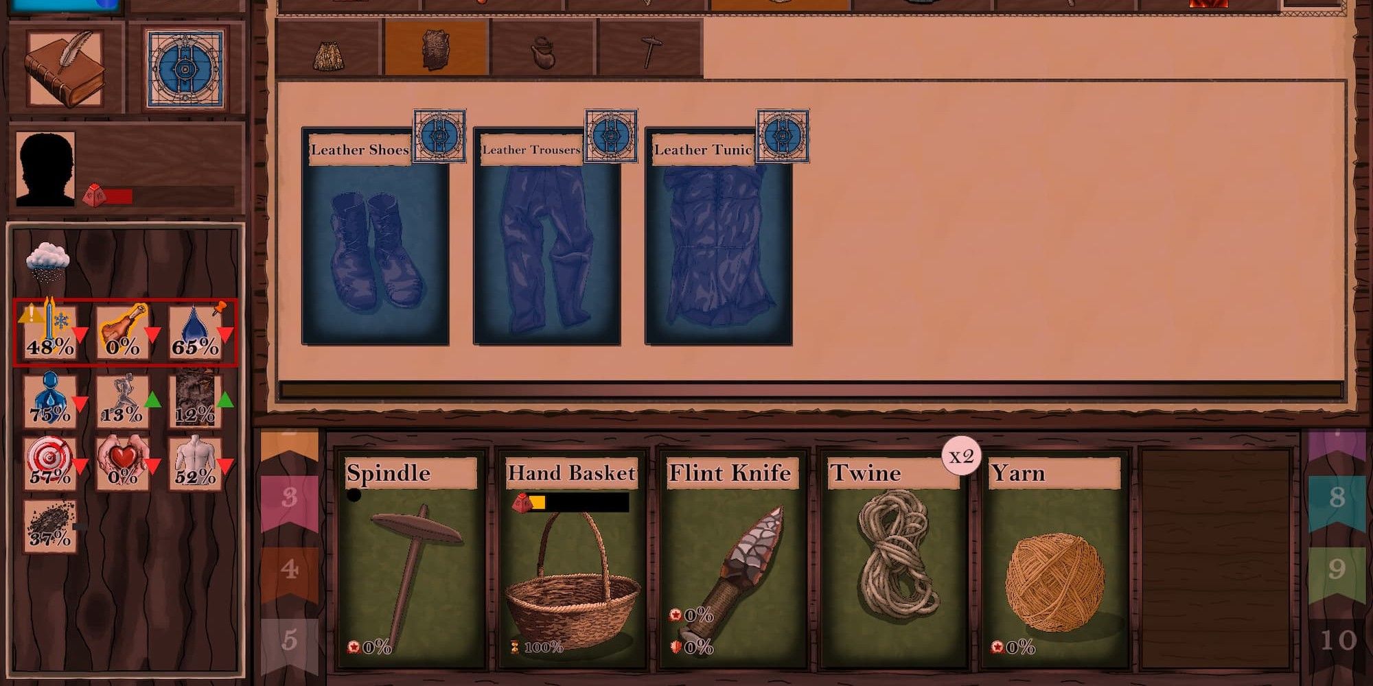 Thẻ bài áo giáp và công cụ trong Card Survival Fantasy Forest