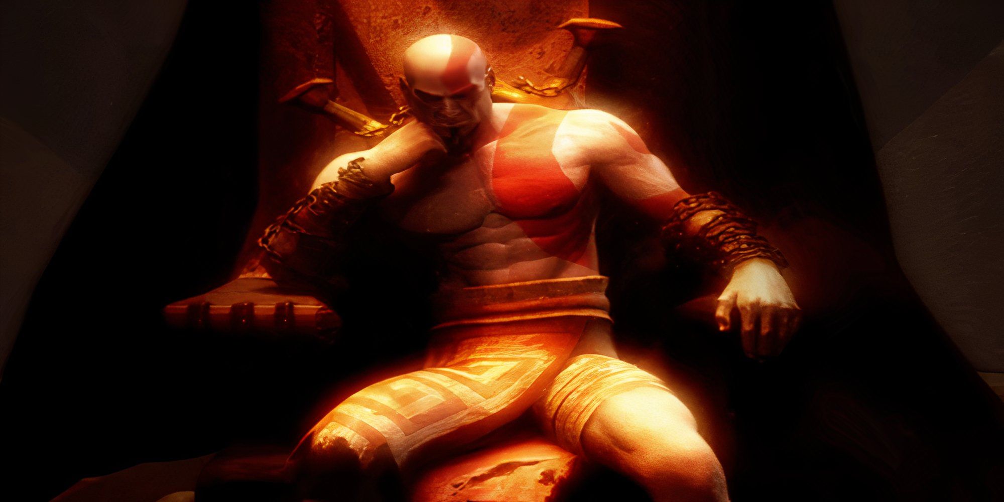 kratos god of war sitting on the throne