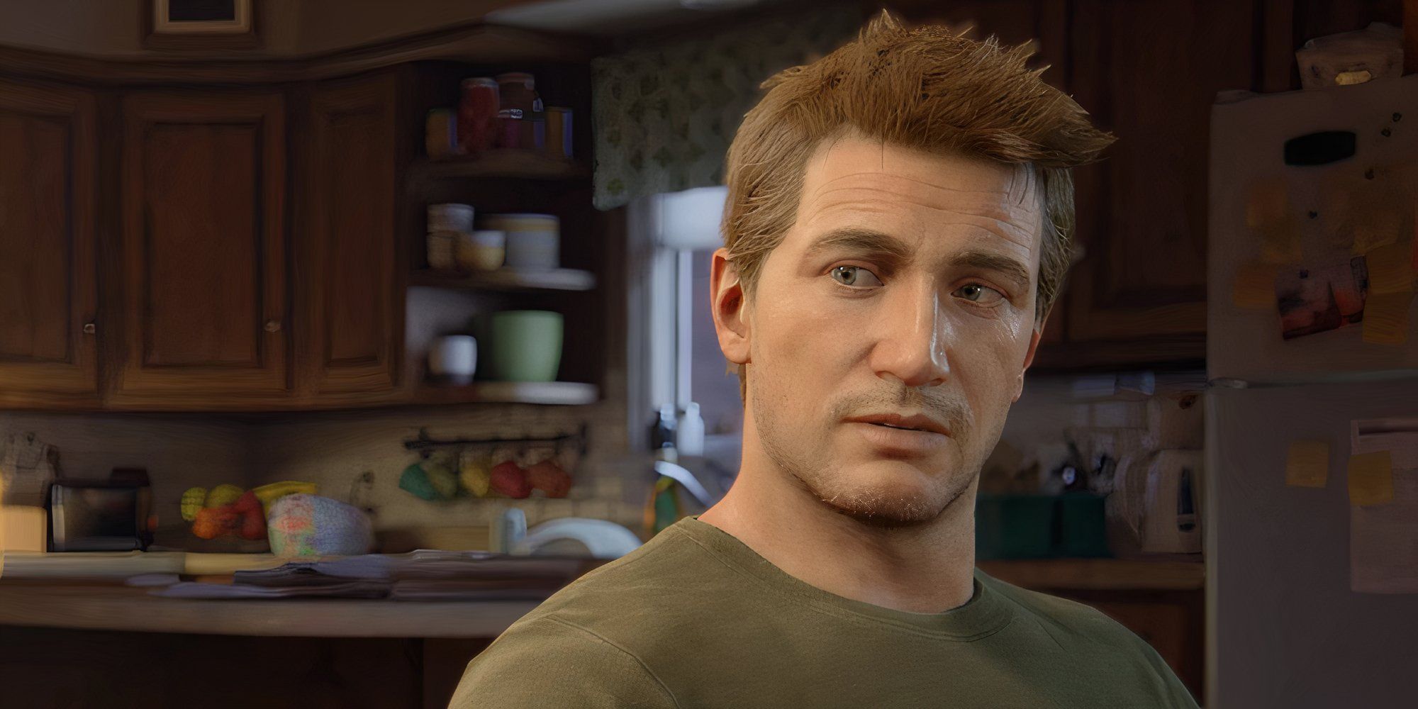 nathan drake uncharted protagonist sitting indoors
