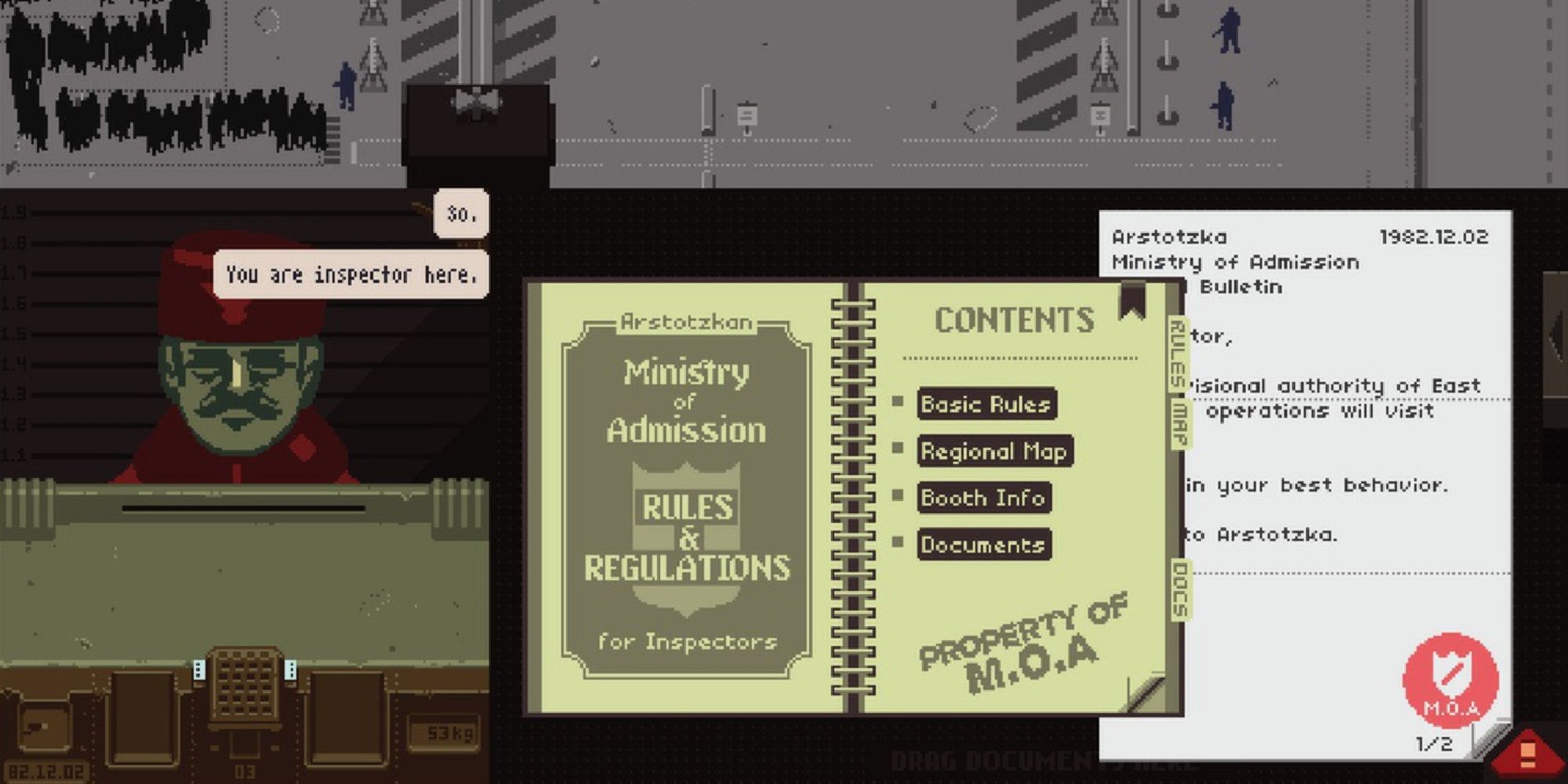 Papers Please, Đọc sách quy tắc & quy định của Bộ Tiếp nhận