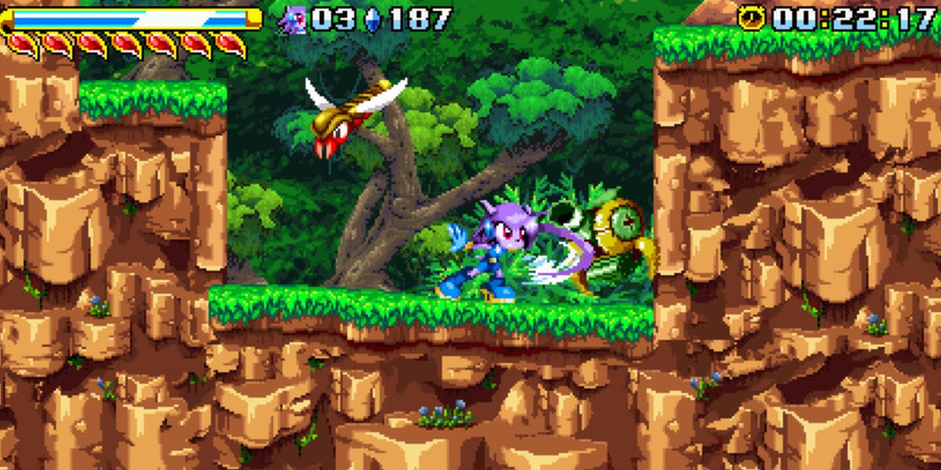 Lilac tấn công một con robot trong Freedom Planet