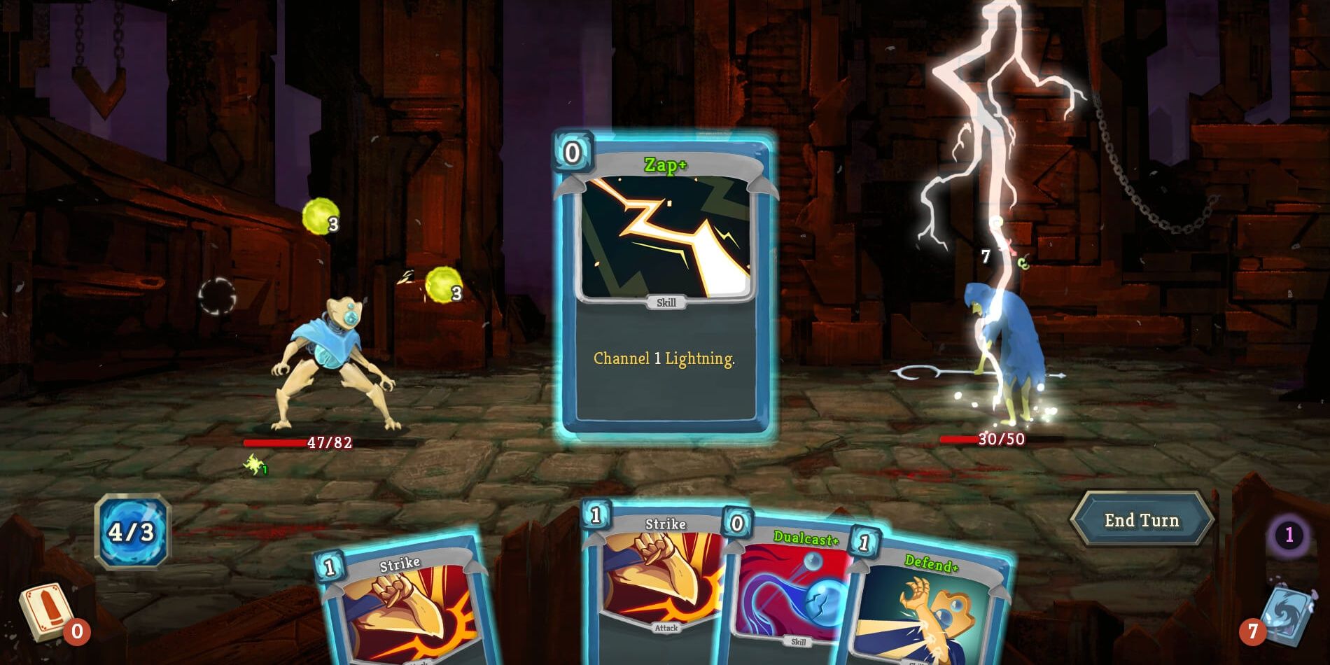 Playing a Zap card in Slay the Spire