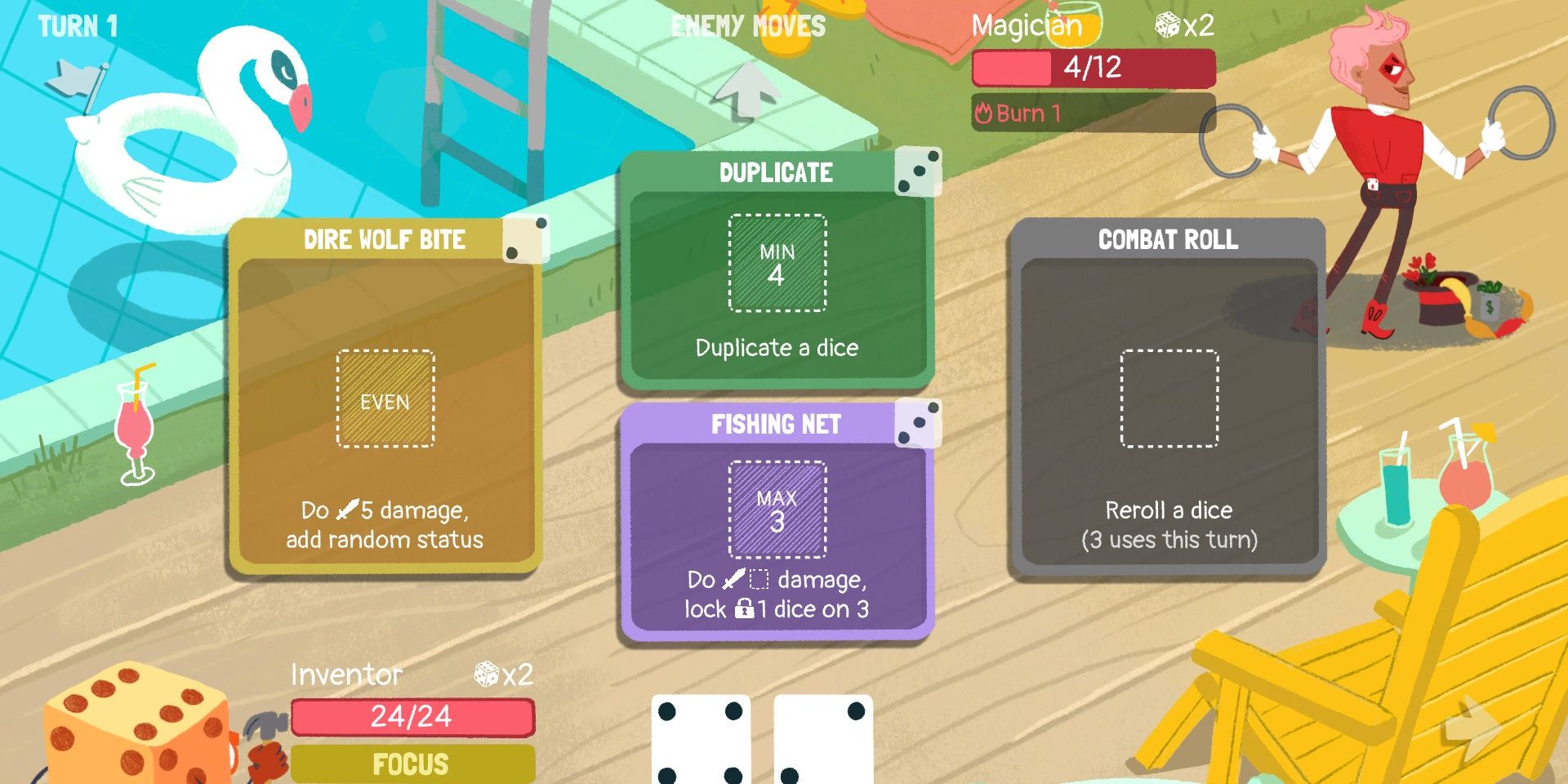Fighting a Magician in Dicey Dungeons