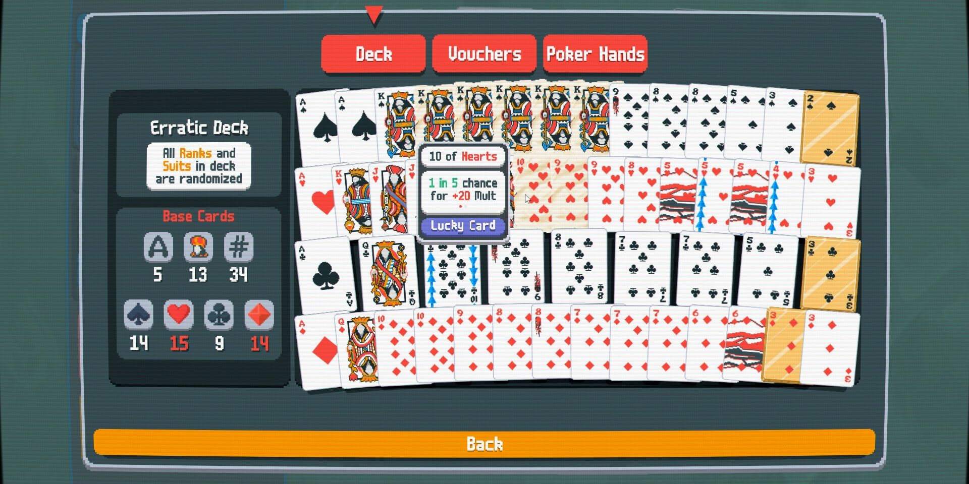 Deck menu in Balatro