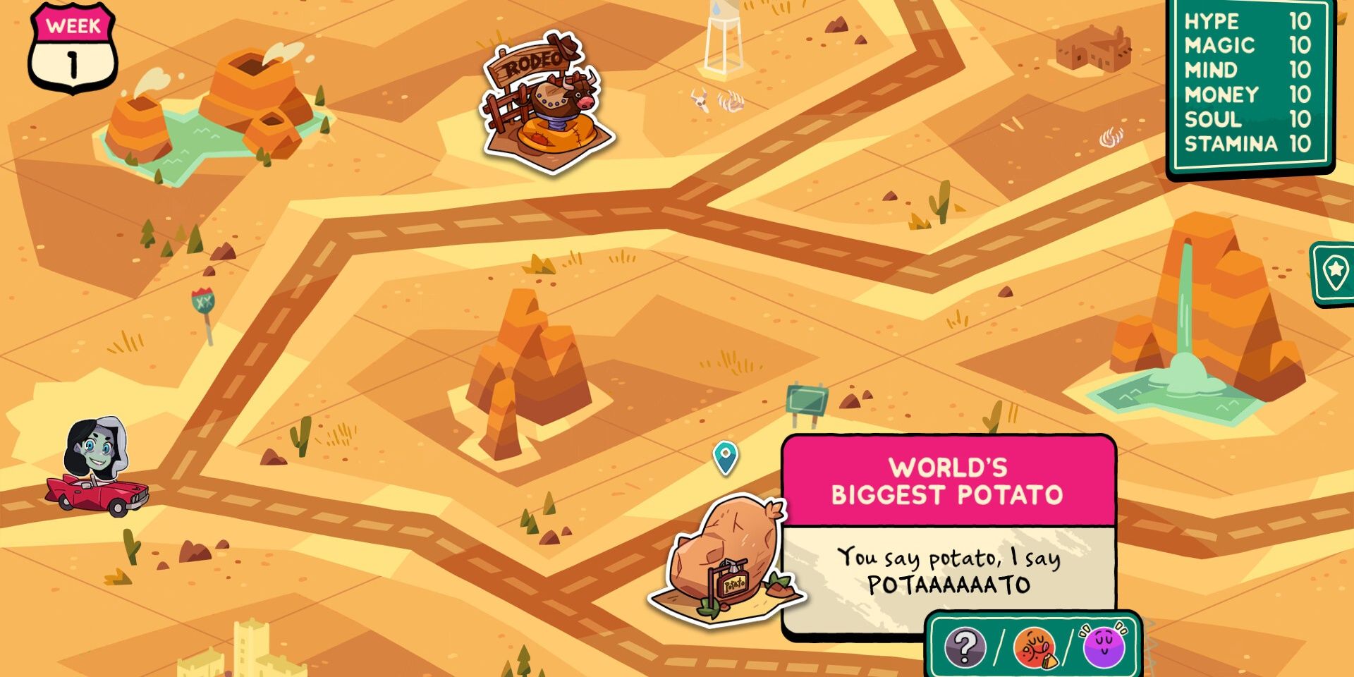 Choosing a stop in Monster Prom 3: Monster Roadtrip
