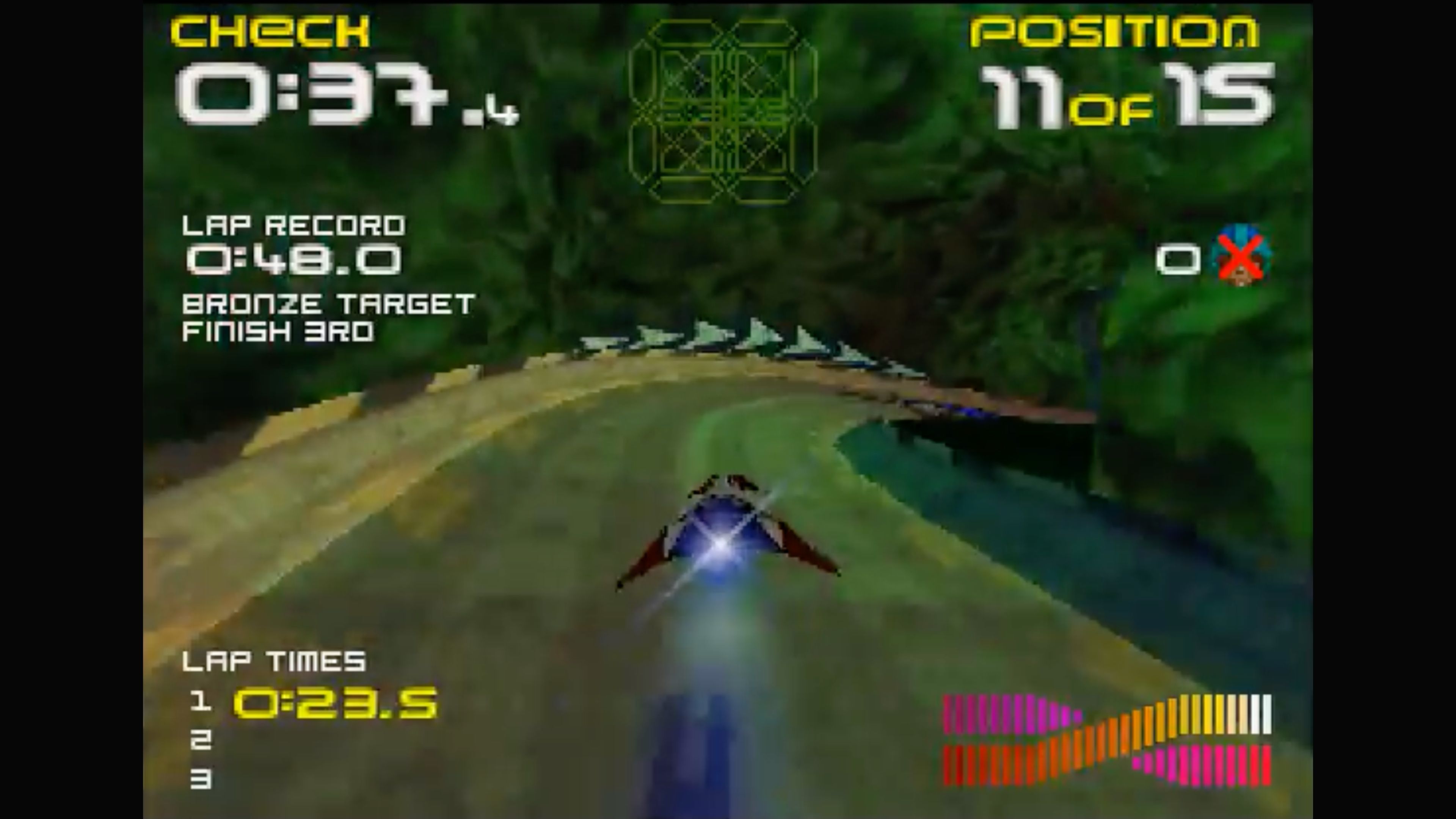 A screenshot of gameplay from Wipeout 64